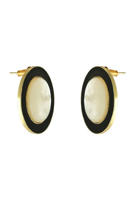 Shop Varnika Arora Black Alyssa Circular Shaped Studs Online at Aza Fashions Shop_Varnika Arora_Black Alyssa Circular Shaped Studs _Online_at_Aza_Fashions