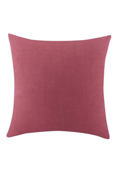 Shop Khaabka Red Cotton Linen Embroidery Resham Cushion Cover - Set Of 2 Online at Aza Fashions Shop_Khaabka_Red Cotton Linen Embroidery Resham Cushion Cover - Set Of 2_Online_at_Aza_Fashions