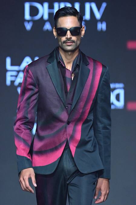 Dhruv Vaish Black Viscose, Satin Printed Jacket And Trouser Set Online at Aza Fashions Dhruv Vaish_Black Viscose, Satin Printed Jacket And Trouser Set_Online_at_Aza_Fashions