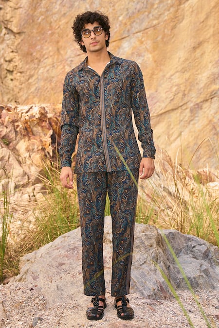 Dash and Dot_Multi Color 100% Polyester Printed Paisley Pant Set  _Online_at_Aza_Fashions