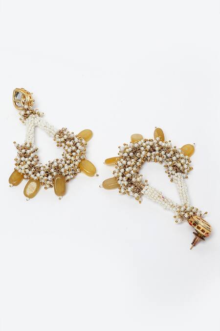 Buy Dugran By Dugristyle Cream Stones, Smocking Pearl Embellished Drops Online at Aza Fashions Buy_Dugran By Dugristyle_Cream Stones, Smocking Pearl Embellished Drops _Online_at_Aza_Fashions