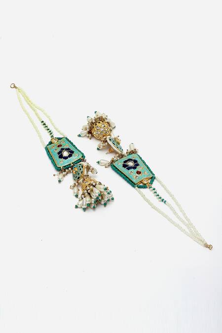 Buy Dugran By Dugristyle Multi Color Metallic Thread, Pearls Meenakari Work Jhumkis Online at Aza Fashions Buy_Dugran By Dugristyle_Multi Color Metallic Thread, Pearls Meenakari Work Jhumkis _Online_at_Aza_Fashions