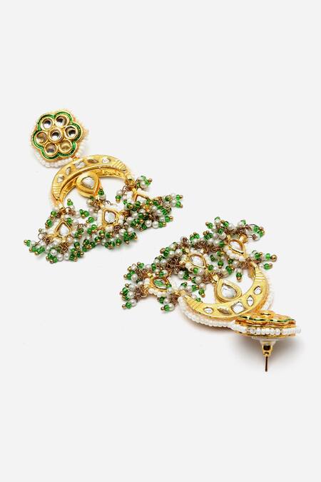 Buy_Dugran By Dugristyle_Multi Color Pearls, Diamonds, Stones Drop Chandbalis _Online_at_Aza_Fashions