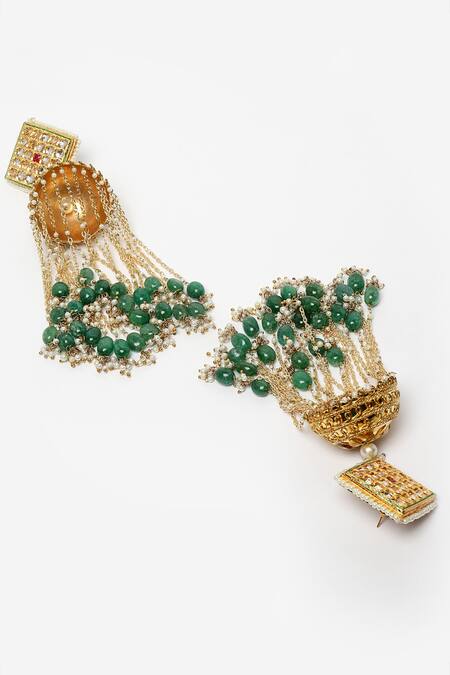 Buy Dugran By Dugristyle Gold Plated Pearls, Stones, Metallic Thread, Geometric Shaped Earrings Online at Aza Fashions Buy_Dugran By Dugristyle_Gold Plated Pearls, Stones, Metallic Thread, Geometric Shaped Earrings _Online_at_Aza_Fashions