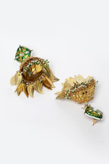 Buy Dugran By Dugristyle Cream Pearls, Stones, Embroidery Leaf Embellished Jhumkas Online at Aza Fashions Buy_Dugran By Dugristyle_Cream Pearls, Stones, Embroidery Leaf Embellished Jhumkas _Online_at_Aza_Fashions