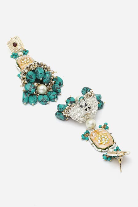 Buy_Dugran By Dugristyle_Multi Color Metallic Thread, Pearls, Stones Drop Jhumkis _Online_at_Aza_Fashions