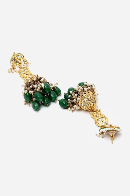 Buy Dugran By Dugristyle Gold Plated Pearls, Fabric Flowers, Diamonds Kundan Embellished Long Jhumkis Online at Aza Fashions Buy_Dugran By Dugristyle_Gold Plated Pearls, Fabric Flowers, Diamonds Kundan Embellished Long Jhumkis _Online_at_Aza_Fashions