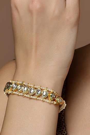 Buy_Dugran By Dugristyle_Gold Plated Pearls, Diamonds, Stones Kundan Studded Bracelet 
