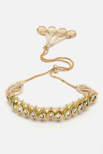 Dugran By Dugristyle_Gold Plated Pearls, Diamonds, Stones Kundan Studded Bracelet _Online_at_Aza_Fashions