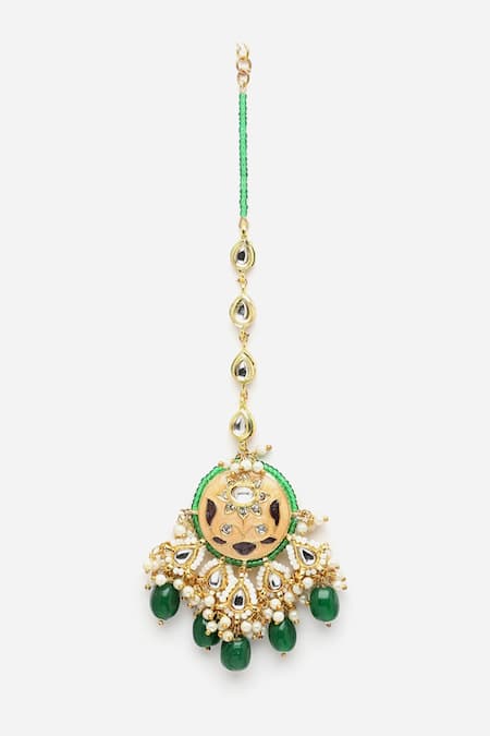 Dugran By Dugristyle_Multi Color Meenakari Work Maangtikka _Online_at_Aza_Fashions