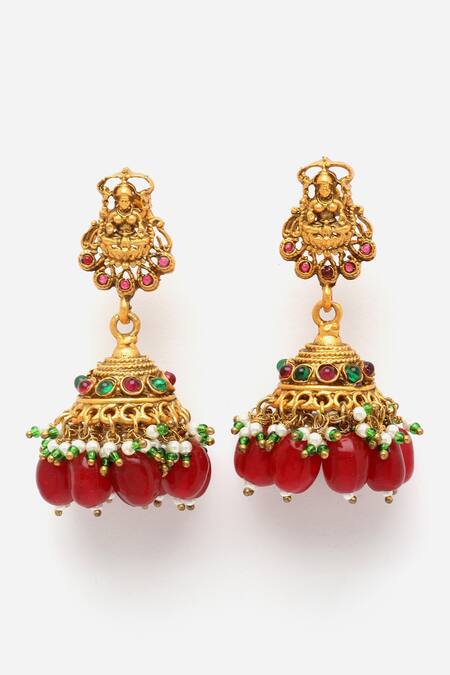 Shop Dugran By Dugristyle Multi Color Pearls, Stones Carved Temple Choker Set Online at Aza Fashions Shop_Dugran By Dugristyle_Multi Color Pearls, Stones Carved Temple Choker Set _Online_at_Aza_Fashions