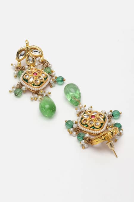 Dugran By Dugristyle Green Beads, Pearls Drop Choker Set at Aza Fashions Dugran By Dugristyle_Green Beads, Pearls Drop Choker Set _at_Aza_Fashions