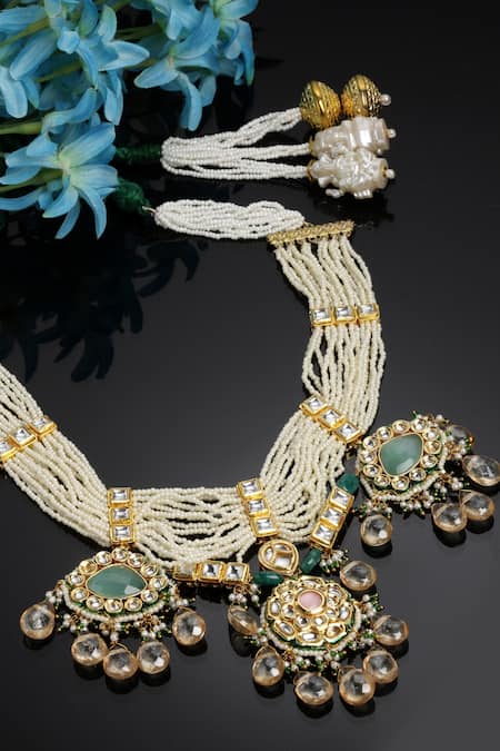 Dugran By Dugristyle Pearl Embellished Layered Pendant Necklace 