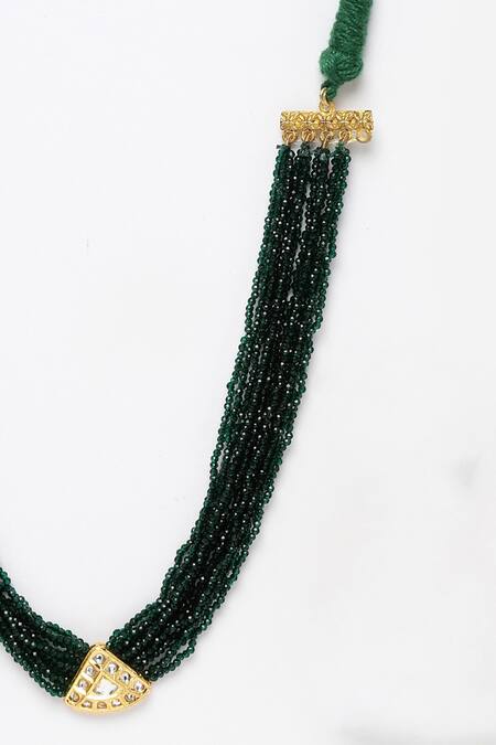 Buy_Dugran By Dugristyle_Cream Bead Embellished Layered Pendant Necklace _Online_at_Aza_Fashions