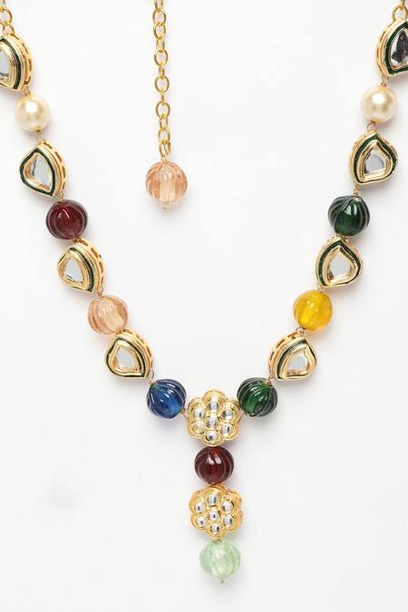 Buy Dugran By Dugristyle White Emerald Embellished Necklace Online at Aza Fashions Buy_Dugran By Dugristyle_White Emerald Embellished Necklace _Online_at_Aza_Fashions