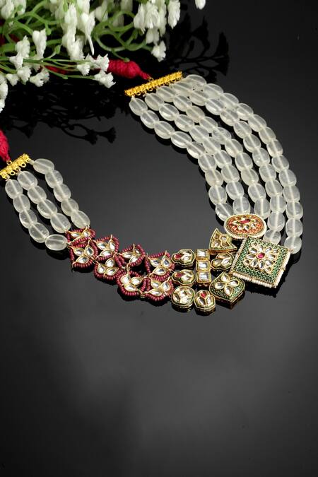 Dugran By Dugristyle_Multi Color Beaded Layer Necklace _Online_at_Aza_Fashions