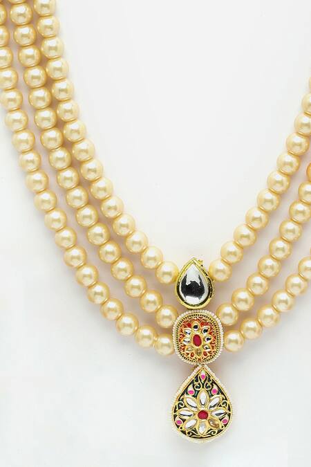 Buy_Dugran By Dugristyle_Multi Color Layered Pearl Necklace _Online_at_Aza_Fashions