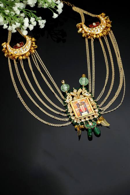 Dugran By Dugristyle Multi Color Temple Pendant Necklace Online at Aza Fashions Dugran By Dugristyle_Multi Color Temple Pendant Necklace _Online_at_Aza_Fashions