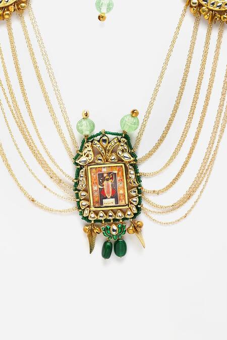 Buy Dugran By Dugristyle Multi Color Temple Pendant Necklace Online at Aza Fashions Buy_Dugran By Dugristyle_Multi Color Temple Pendant Necklace _Online_at_Aza_Fashions