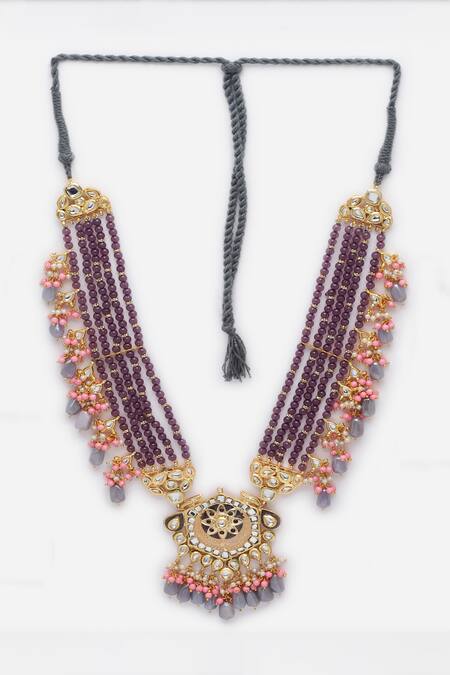 Dugran By Dugristyle_Purple Multi-layered Long Pendant Necklace _Online_at_Aza_Fashions
