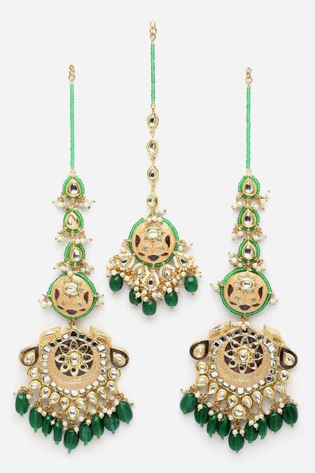 Shop_Dugran By Dugristyle_Multi Color Pearls, Zari, Stones Layered Choker Set _Online_at_Aza_Fashions