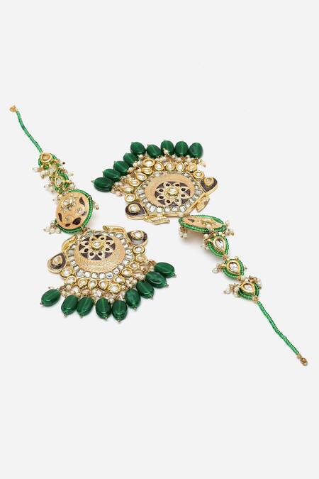 Dugran By Dugristyle_Multi Color Pearls, Zari, Stones Layered Choker Set _at_Aza_Fashions