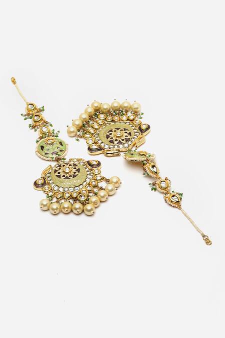 Dugran By Dugristyle_Multi Color Pearls, Diamonds, Stones Drop Choker Set _at_Aza_Fashions