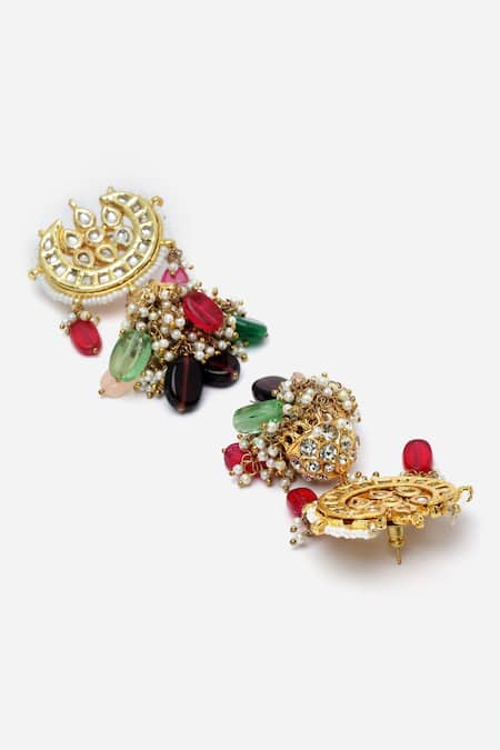 Dugran By Dugristyle_Multi Color Diamonds, Stones Drop Choker Set _at_Aza_Fashions