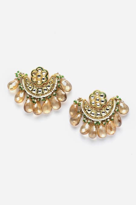 Shop_Dugran By Dugristyle_Multi Color Pearls, Stones Kundan Embellished Layered Necklace Set _Online_at_Aza_Fashions