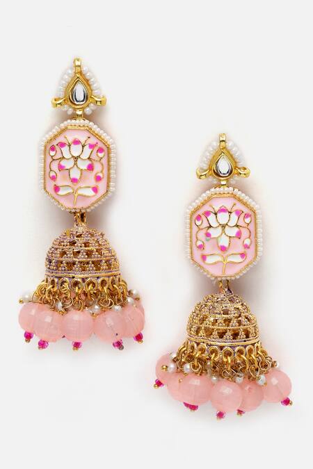 Shop Dugran By Dugristyle Pink Pearls, Stones, Gota Patti Layered Necklace Set Online at Aza Fashions Shop_Dugran By Dugristyle_Pink Pearls, Stones, Gota Patti Layered Necklace Set _Online_at_Aza_Fashions