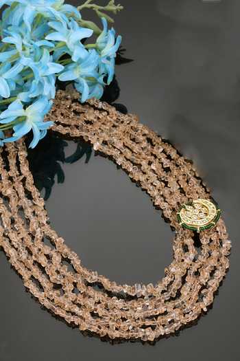 Dugran By Dugristyle_Cream Kundan Embellished Layered Necklace _Online_at_Aza_Fashions
