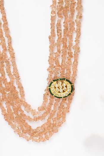 Buy_Dugran By Dugristyle_Cream Kundan Embellished Layered Necklace _Online_at_Aza_Fashions