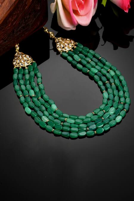 Dugran By Dugristyle Cream Layered Stone Necklace Online at Aza Fashions Dugran By Dugristyle_Cream Layered Stone Necklace _Online_at_Aza_Fashions