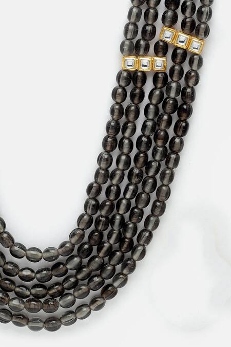 Shop Dugran By Dugristyle Grey American Diamond Embellished Layered Necklace Online at Aza Fashions Shop_Dugran By Dugristyle_Grey American Diamond Embellished Layered Necklace _Online_at_Aza_Fashions