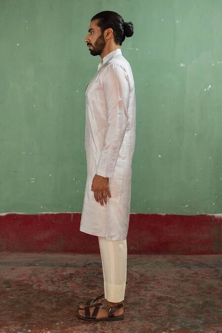 Artless Grey Paper Mulberry Silk Plain Drizzles And Moon Full Sleeve Kurta Set Online at Aza Fashions Artless_Grey Paper Mulberry Silk Plain Drizzles And Moon Full Sleeve Kurta Set_Online_at_Aza_Fashions