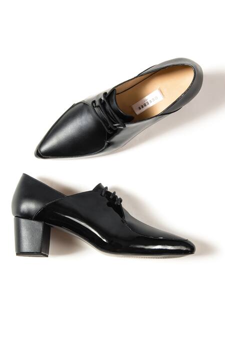 Oceedee_Black Doris Pointed Toe Block Heels_Online_at_Aza_Fashions