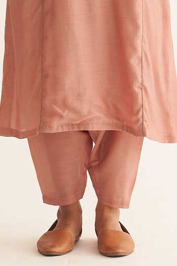 Dot_Pink Cotton, Silk, Organza Lace, Piping, Embroidery Opal Kurta Set With Dupatta _Online_at_Aza_Fashions
