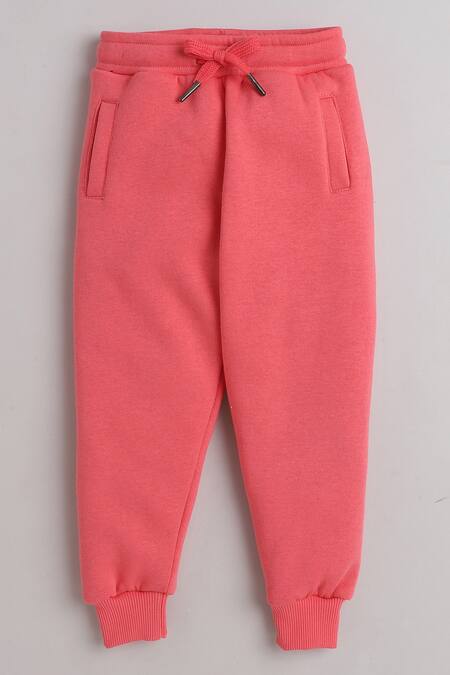 Shop Knitting Doodles Pink Fleece Printed Dramatic Ribbed Neck Top And Joggers Set Online at Aza Fashions Shop_Knitting Doodles_Pink Fleece Printed Dramatic Ribbed Neck Top And Joggers Set_Online_at_Aza_Fashions