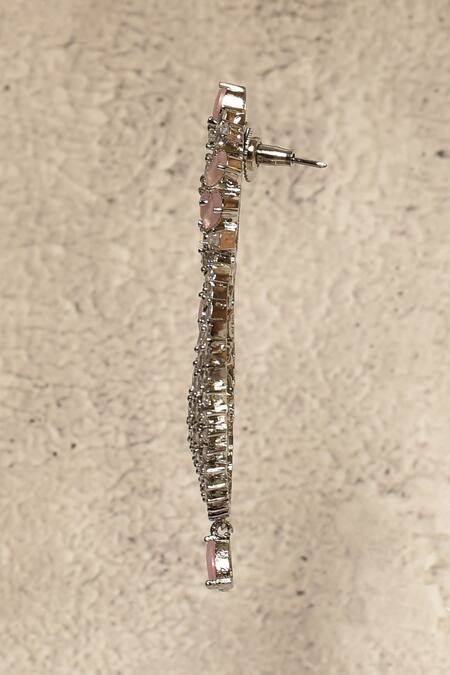Buy_Nazaakat By Samara Singh_Silver Plated Faux Diamonds Pastel Hydro Stone Encrusted Chandbalis_Online_at_Aza_Fashions