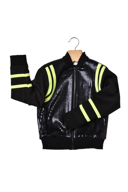 Buy_Partykles_Black Lycra, Polyester Sequins Jacket _Online_at_Aza_Fashions