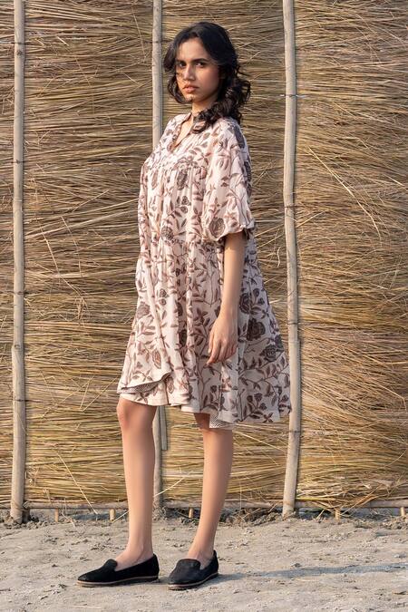 Buy Ayaka Ivory Viscose Embroidery Floral Print Dress Online at Aza Fashions Buy_Ayaka_Ivory Viscose Embroidery Floral Print Dress _Online_at_Aza_Fashions