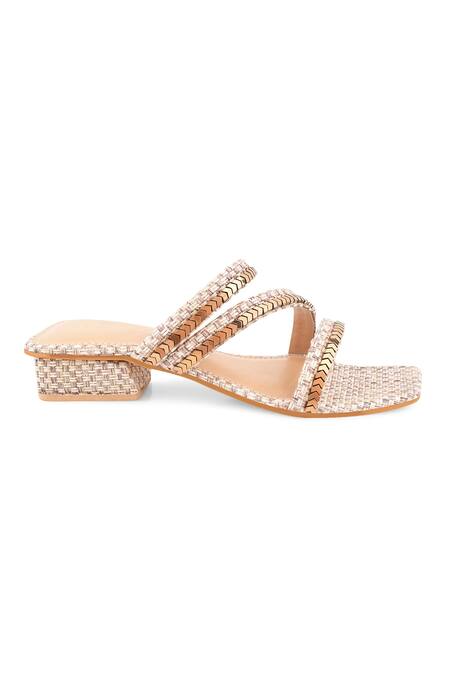 Shop_Kaltheos_Off White Embellished Luna Criss Cross Block Heel Sandals_Online_at_Aza_Fashions