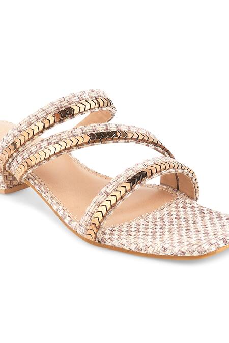 Kaltheos_Off White Embellished Luna Criss Cross Block Heel Sandals_at_Aza_Fashions