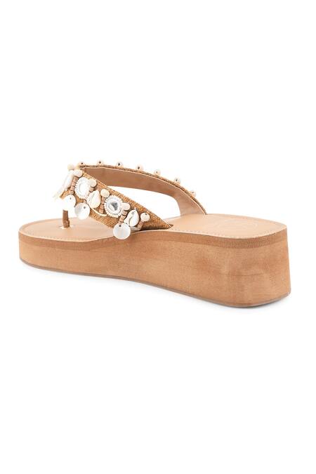 Shop_Kaltheos_Brown Embellished Sophia Straps Wedges