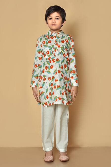 Shop Pankhuri By Priyanka White Cotton Embroidery Pathani Hand Block Print Kurta Set Online at Aza Fashions Shop_Pankhuri By Priyanka_White Cotton Embroidery Pathani Hand Block Print Kurta Set _Online_at_Aza_Fashions