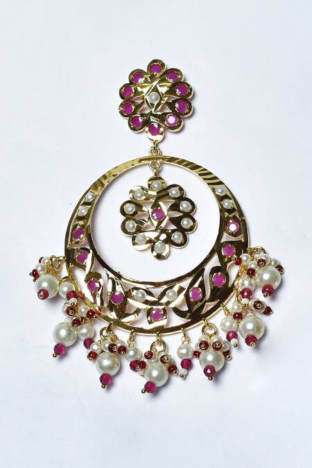 Buy Zevar By Geeta Gold Plated Stones, Pearls Jadau And Chandbalis Online at Aza Fashions Buy_Zevar By Geeta_Gold Plated Stones, Pearls Jadau And Chandbalis _Online_at_Aza_Fashions