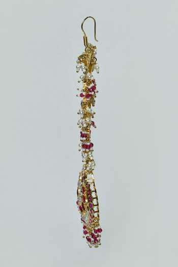 Buy_Zevar By Geeta_Gold Plated Jadau Kundan And Pearl Maangtikka_Online_at_Aza_Fashions