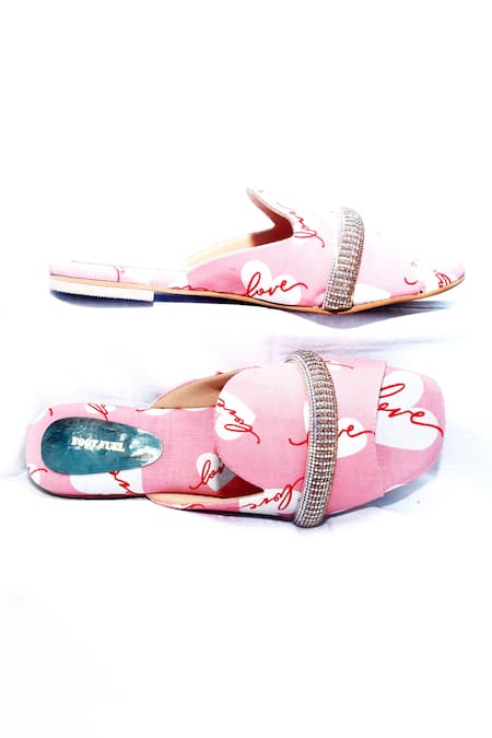 Shop_Foot Fuel_Pink Flawless Printed Flats _Online_at_Aza_Fashions