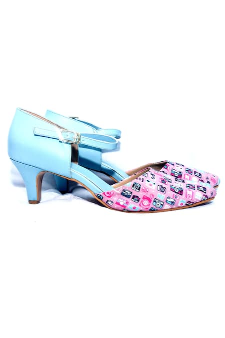 Buy_Foot Fuel_Blue Emily Camera Print Heels _Online_at_Aza_Fashions