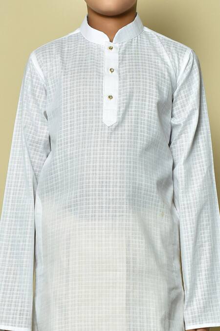 Shop_Petite Pomme_White Cotton, Silk Patterned Kurta And Dhoti Set _Online_at_Aza_Fashions